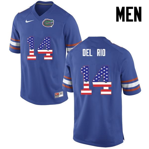 Men's NCAA Florida Gators Luke Del Rio #14 Stitched Authentic USA Flag Fashion Nike Blue College Football Jersey THB1065IW